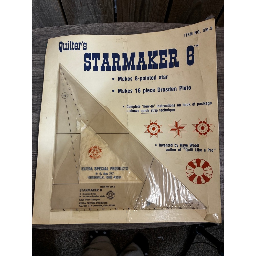 Kaye Wood Starmaker 8 Quilting Template Ruler SM-8 Special Products Vintage